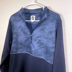FootJoy FJ Golf Pullover Mens Medium 1/4 Zip Blue Heathered Long Sleeve Shirt
